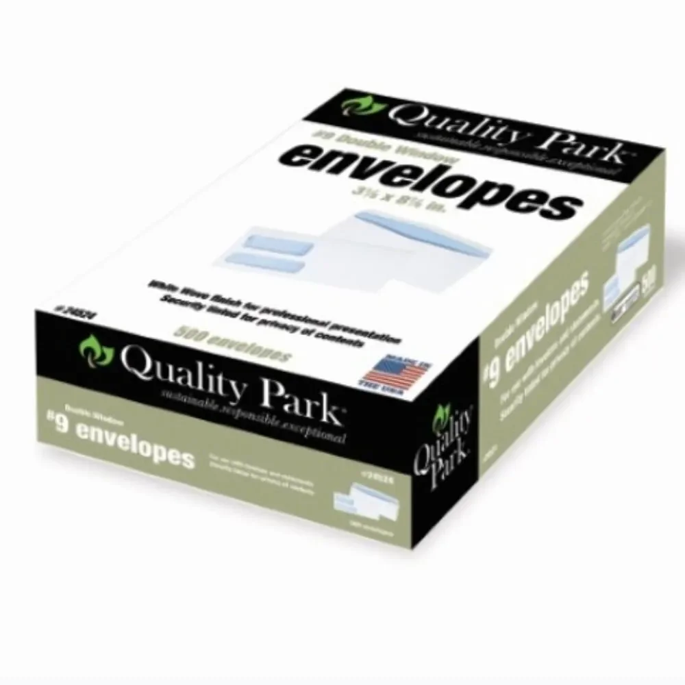 ✉️Quality Park #9 Double Window Security Envelopes, 500 Pk  - 3-7/8 x 8-7/8